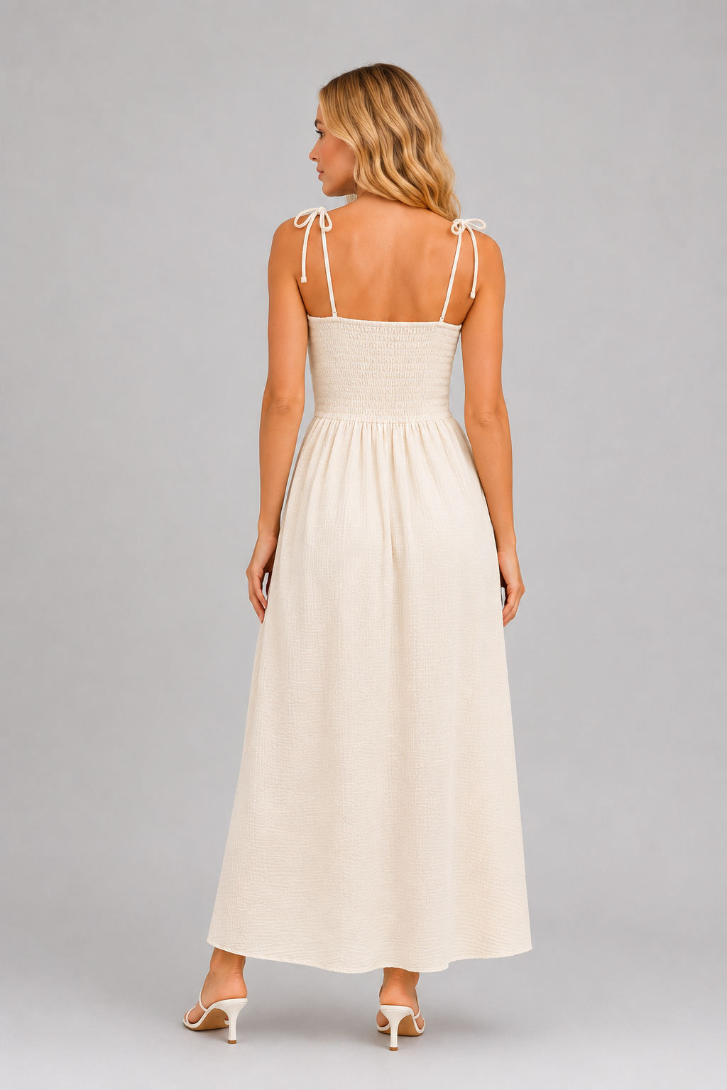 Stefanie – Lange dames chiffon jurk  – Katoen – Lente / Zomer