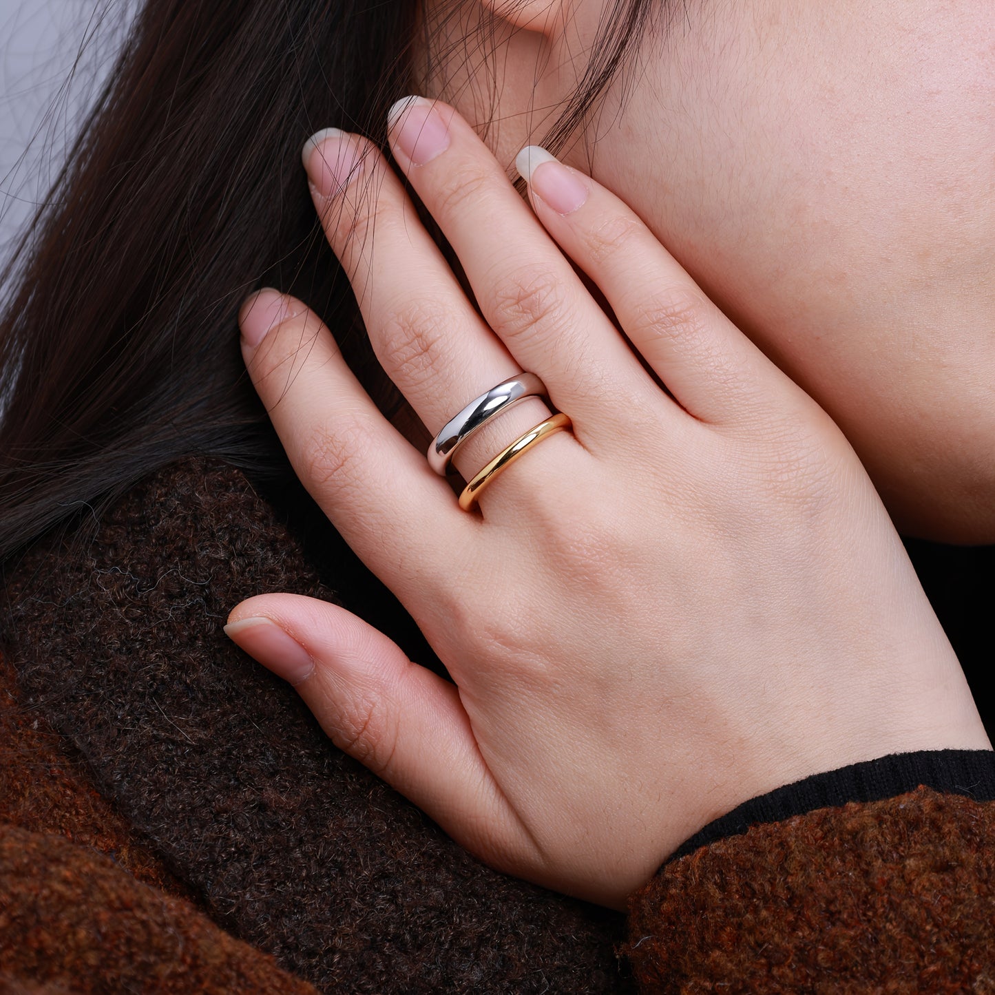 Ofelia – Dames ring – Tweekleurig design – Roestvrij staal – Alle seizoenen