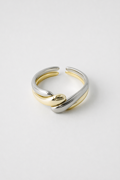 Rosaliena - Dames tweekleurige watergolf ring - Vergulde en verzilverde afwerking