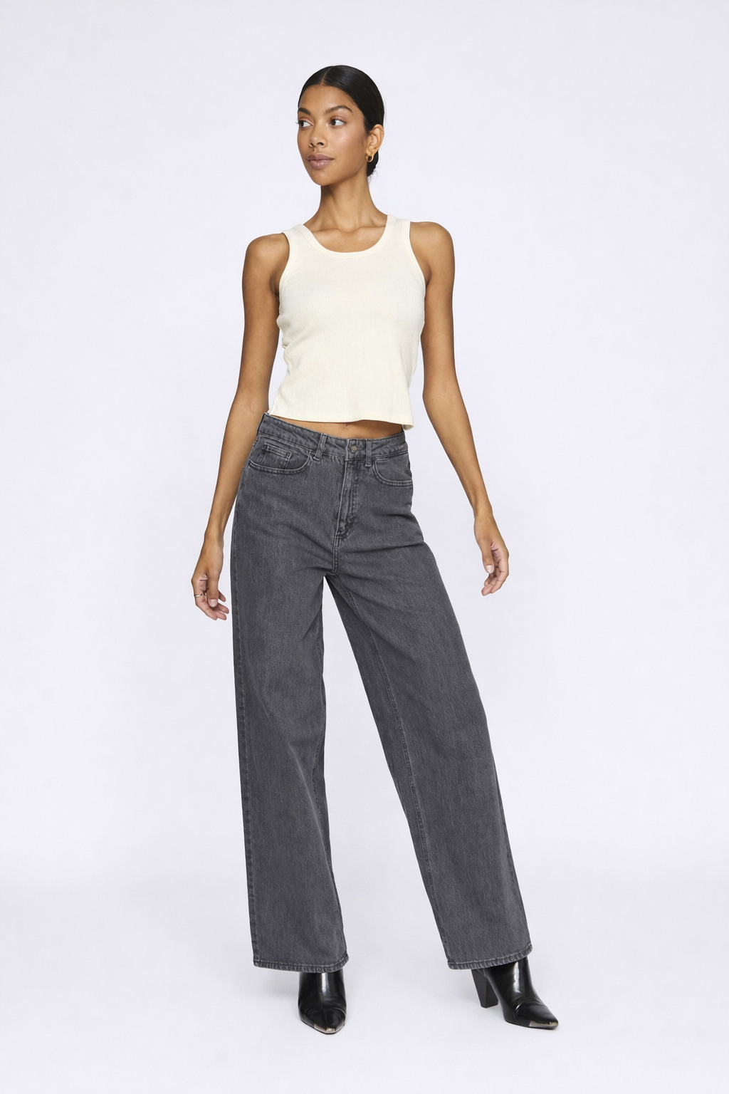 Fatima – Dames spijkerbroek high waist – wide fit – katoenmix – Alle seizoenen