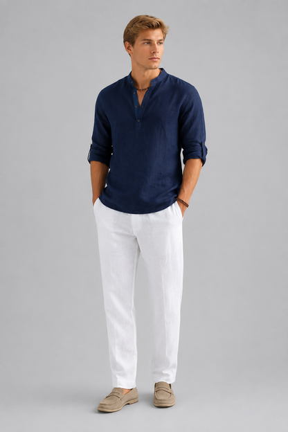 Floris – Heren Overhemd – Casual Linnenlook – Lente / Zomer