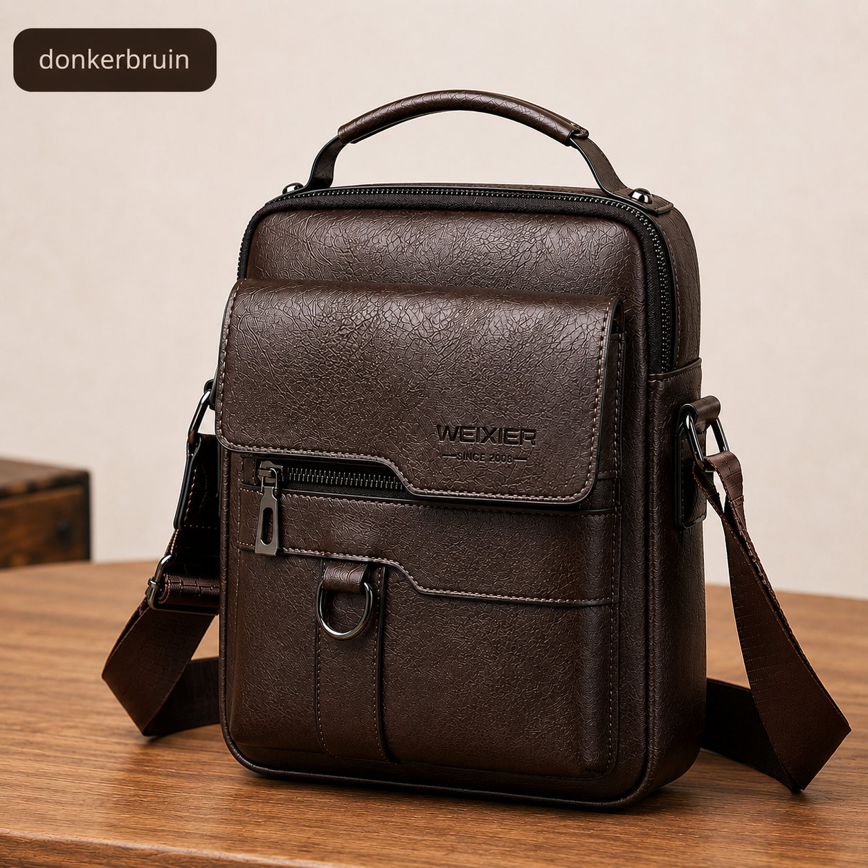 John – Heren Crossbodytas – Multifunctionele Opbergvakken – Vintage PU-Leer – Dagelijks Gebruik