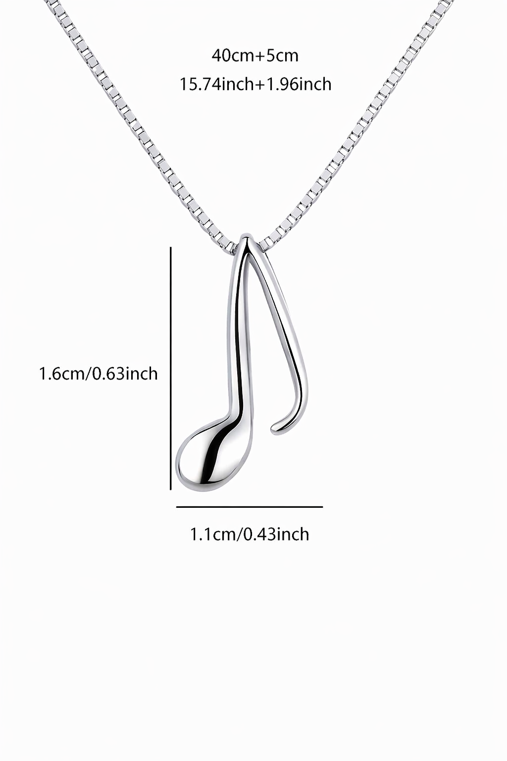 Lupita -  Dames minimalistische muzieknoot ketting – Verzilverde afwerking - Alle seizoenen
