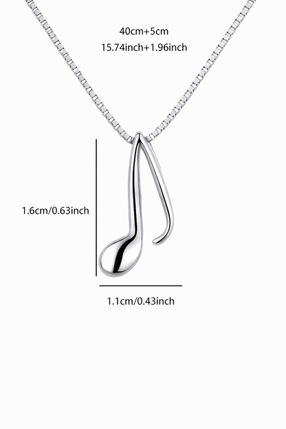 Lupita -  Dames minimalistische muzieknoot ketting – Verzilverde afwerking - Alle seizoenen