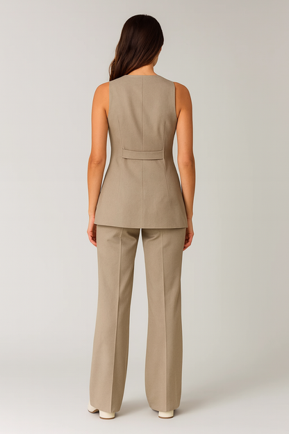 Jorgina – Chique Dames Set – Getailleerd Gilet met Pantalon - Polymix - Alle Seizoenen