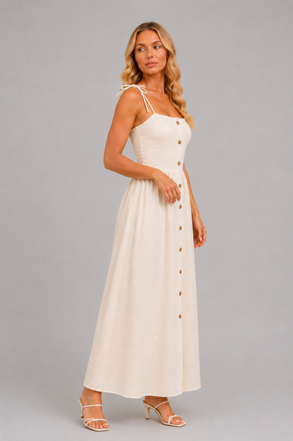 Stefanie – Lange dames chiffon jurk  – Katoen – Lente / Zomer
