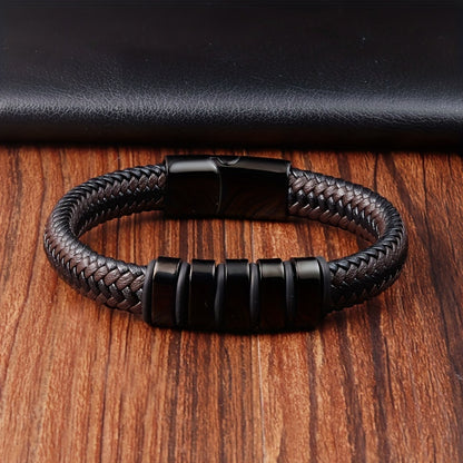 Fidel – Luxe gevlochten herenarmband – PU-leer & magnetische sluiting – Alle seizoenen