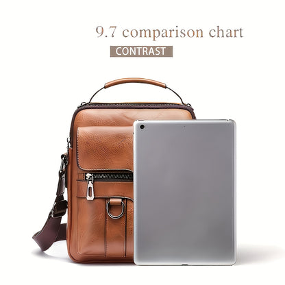 John – Heren Crossbodytas – Multifunctionele Opbergvakken – Vintage PU-Leer – Dagelijks Gebruik