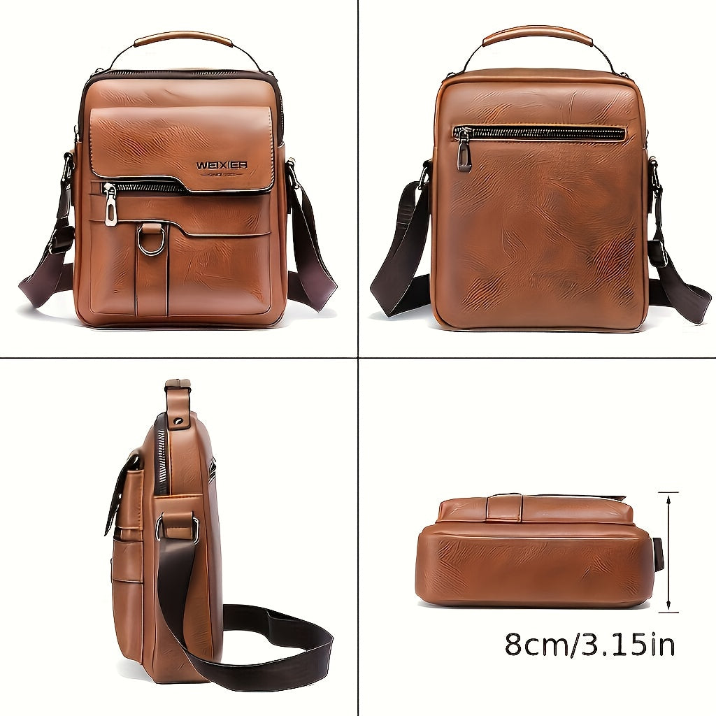 John – Heren Crossbodytas – Multifunctionele Opbergvakken – Vintage PU-Leer – Dagelijks Gebruik
