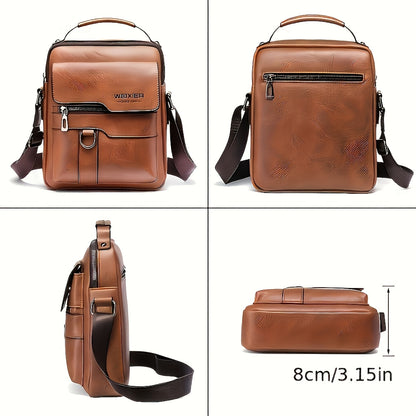 John – Heren Crossbodytas – Multifunctionele Opbergvakken – Vintage PU-Leer – Dagelijks Gebruik