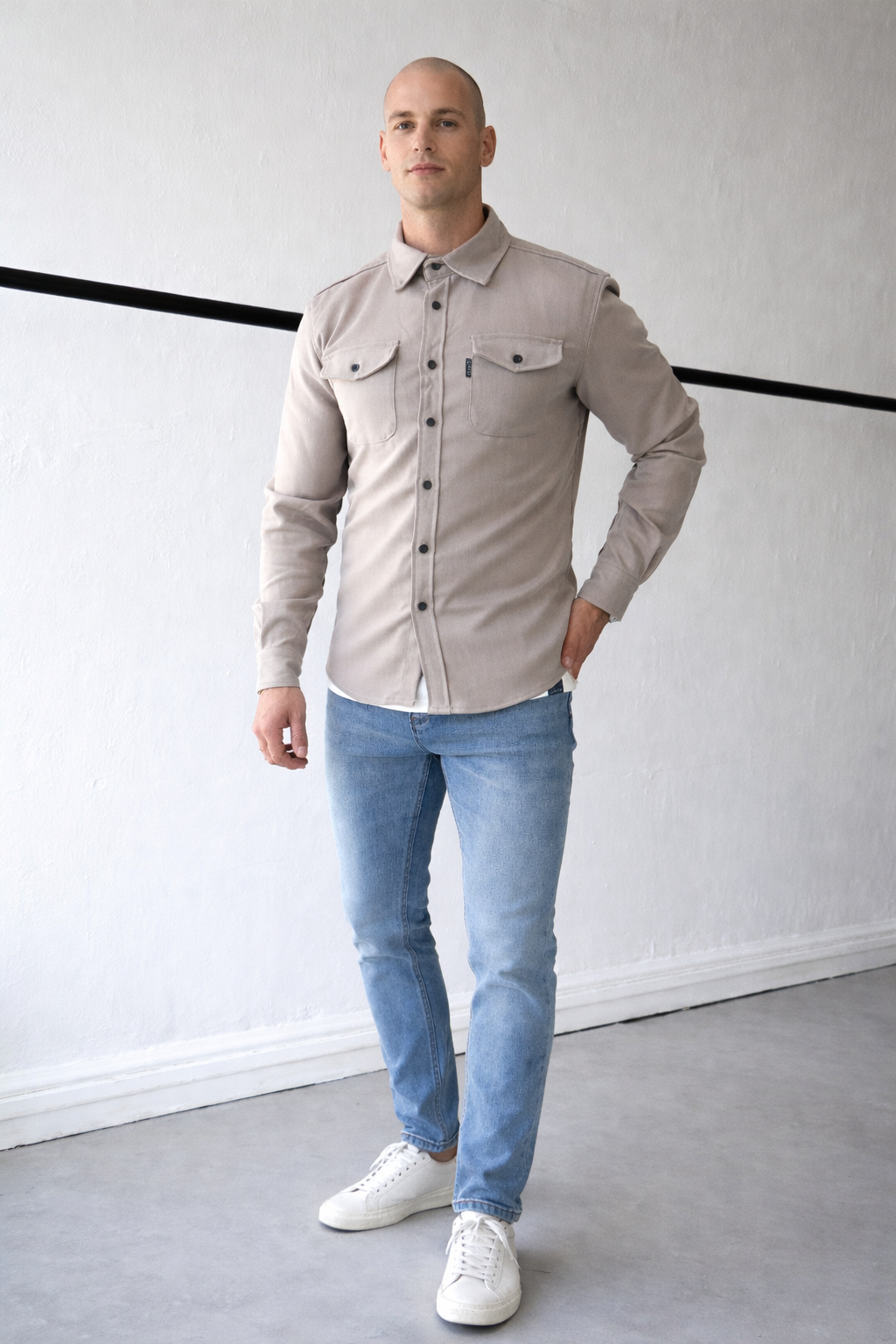 August - Heren overshirt met Stijlvolle Pasvorm - Katoenmix - lente / Zomer