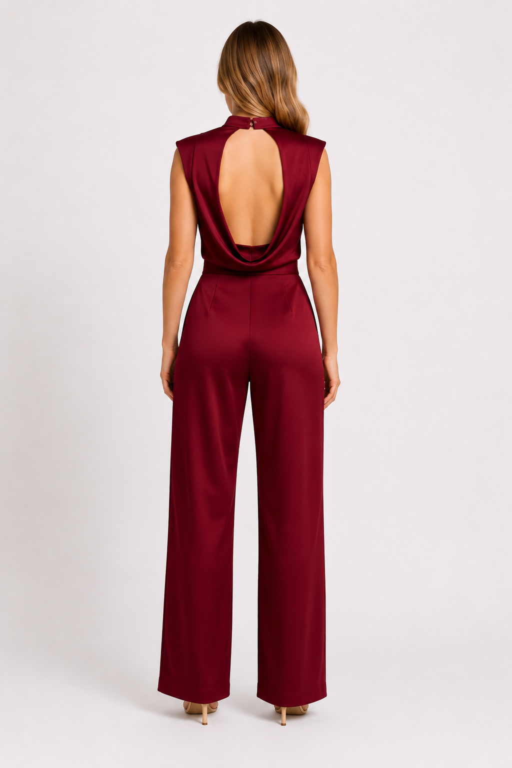 Roxanna - Dames Elegante Jumpsuit – Satijnlook – Wijde Pijpen – Lente / Zomer