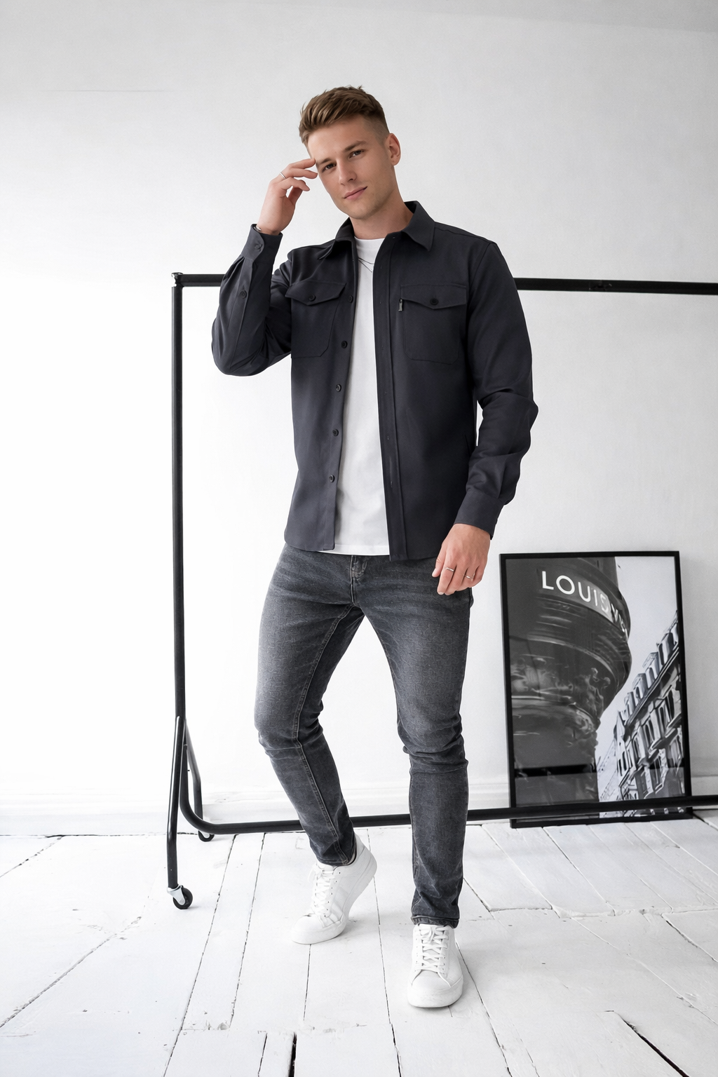 Lucas - Heren casual overshirt -  Katoenmix - Lente / Zomer