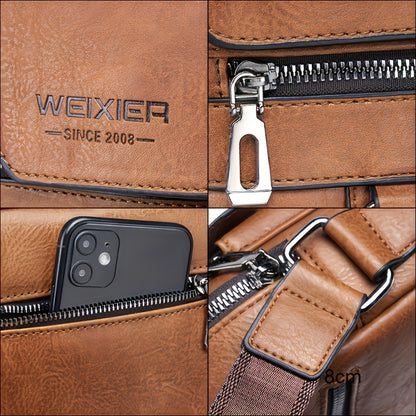 John – Heren Crossbodytas – Multifunctionele Opbergvakken – Vintage PU-Leer – Dagelijks Gebruik