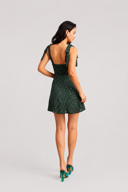 Aisha – Dames Mini-jurk – Bloemenprint met A-lijn Pasvorm – Lente / Zomer