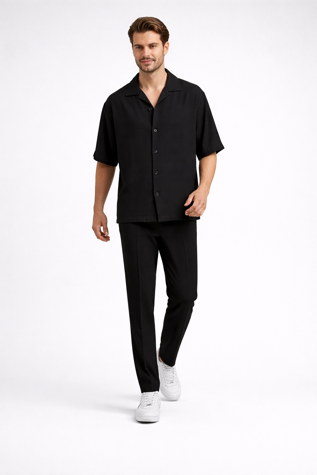 Kyano – Heren set – Overhemd met korte mouwen en revers – Katoenmix – Lente / Zomer