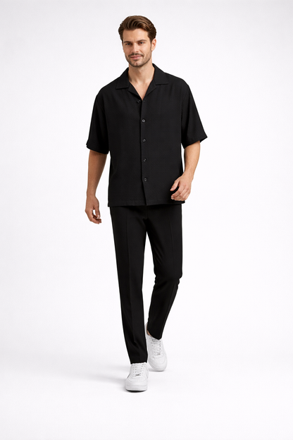 Kyano – Heren set – Overhemd met korte mouwen en revers – Katoenmix – Lente / Zomer
