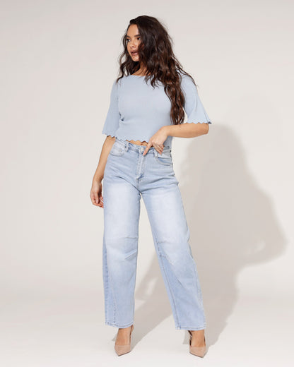Laura - Dames barrel jeans - Katoenmix - Alle seizoenen