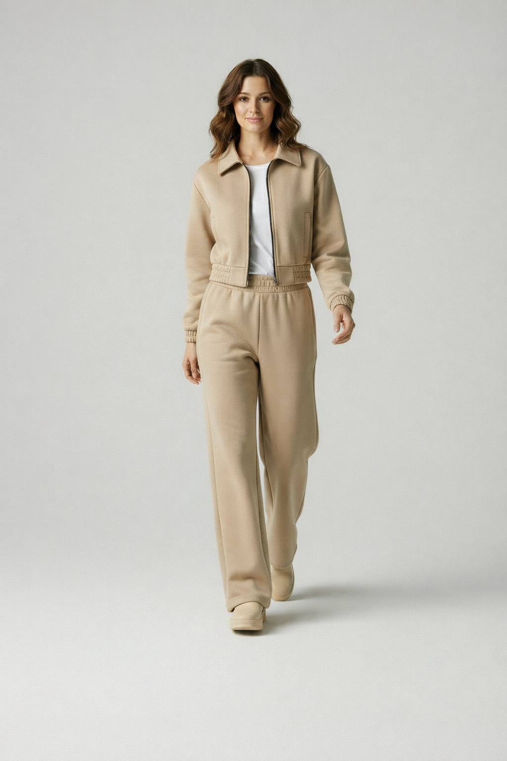Eigenia – Damesset met jas en broek – Polymix – Eenvoudige stijl – Lente / Herfst