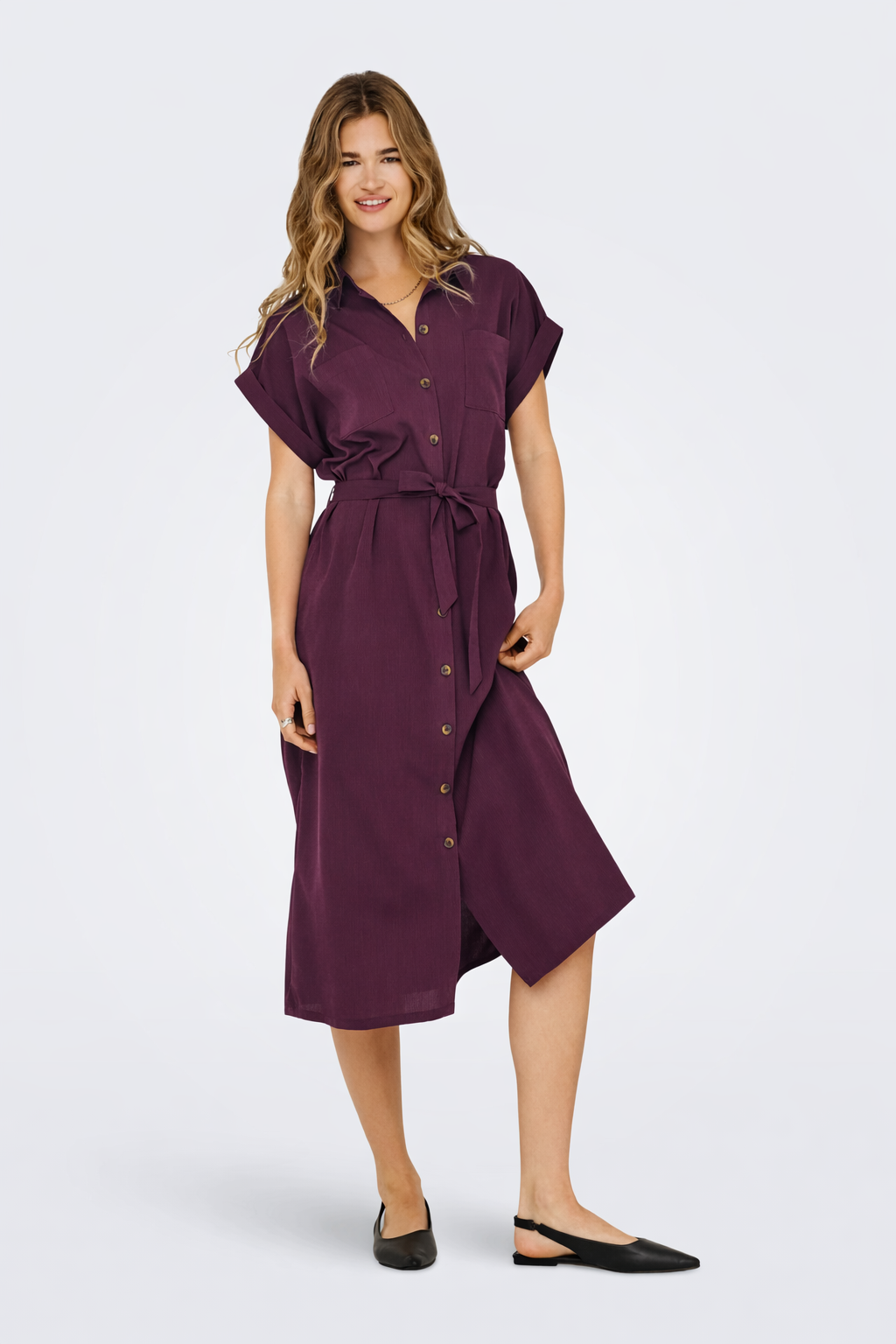 Hester - Dames blousejurk met overhemdkraag - Polyester - Lente / Zomer