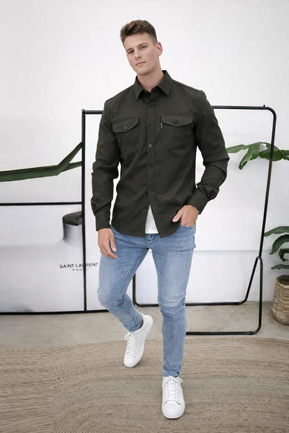 Lucas - Heren casual overshirt -  Katoenmix - Lente / Zomer