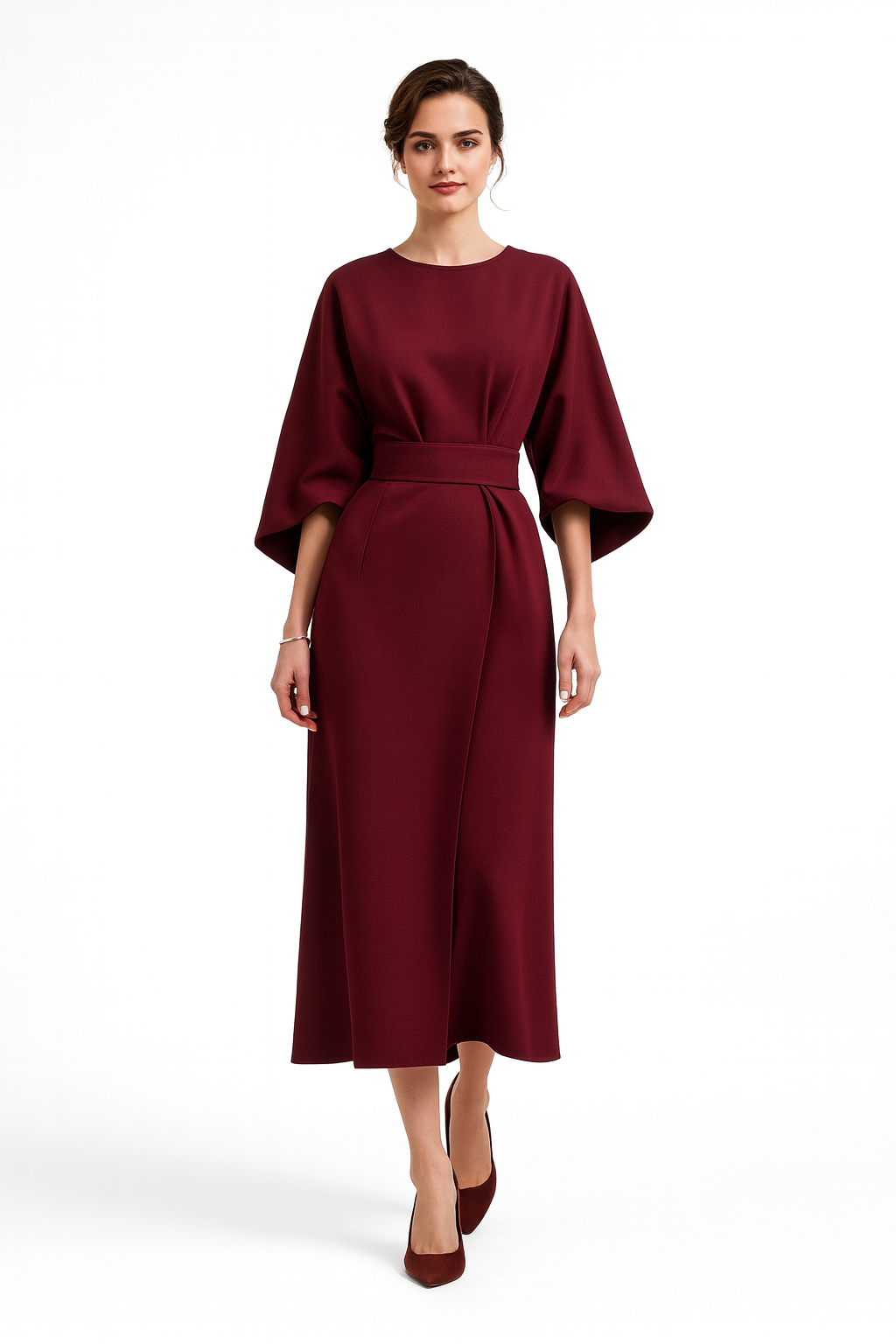 Ana – Elegante Gelegenheidsjurk met Vleermuismouwen – Polyester – Lente / Zomer