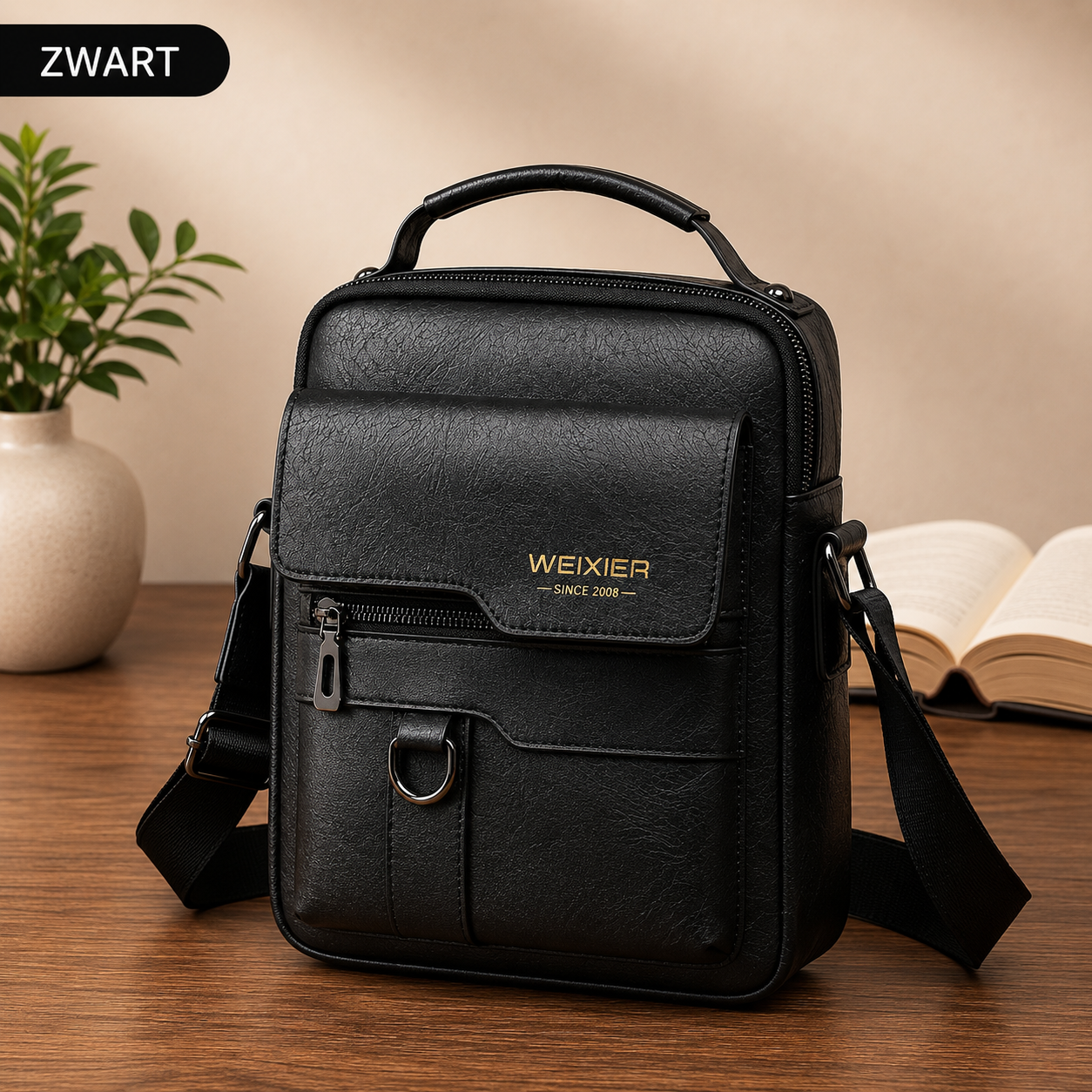 John – Heren Crossbodytas – Multifunctionele Opbergvakken – Vintage PU-Leer – Dagelijks Gebruik