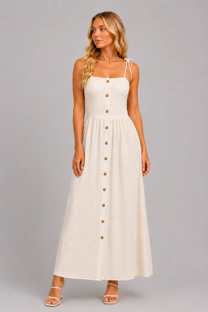 Stefanie – Lange dames chiffon jurk  – Katoen – Lente / Zomer