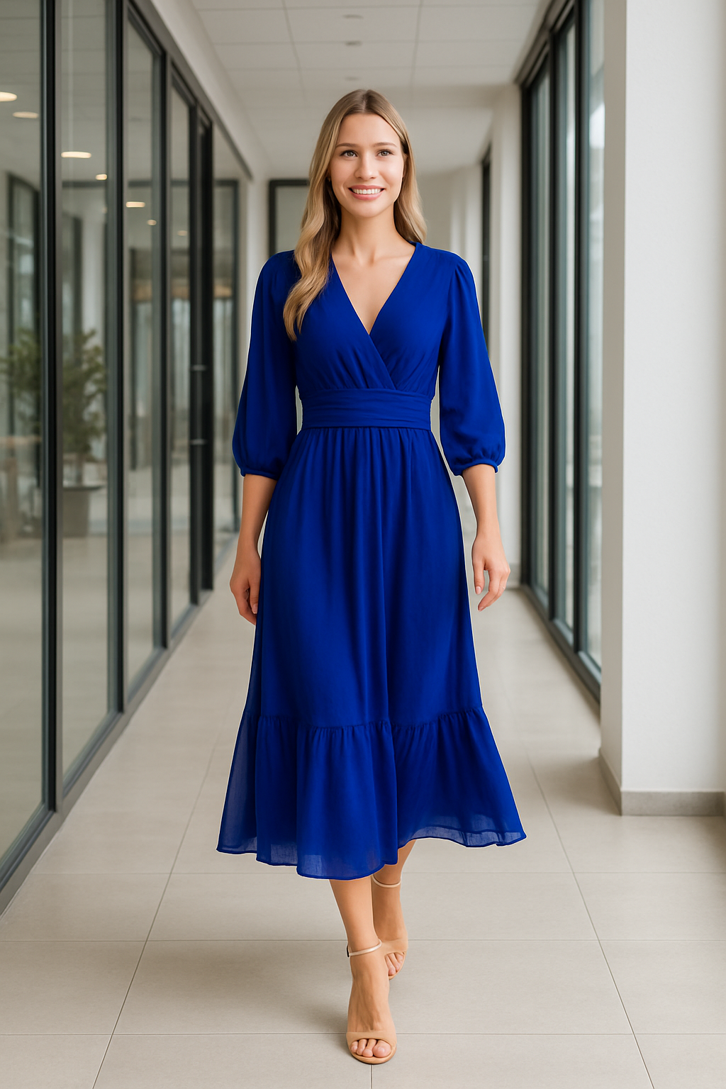 Angel – V-hals chiffon jurk – Polymix – Lente / Zomer