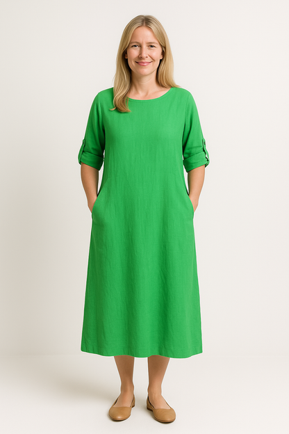 Thalia - Dames jurk met zakken - Linnen - Lente / Zomer