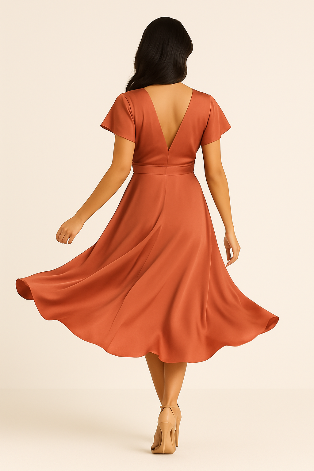 Noella – Dames midi jurk – Elegante V-hals – Luchtige pasvorm – Polymix – Lente / Zomer