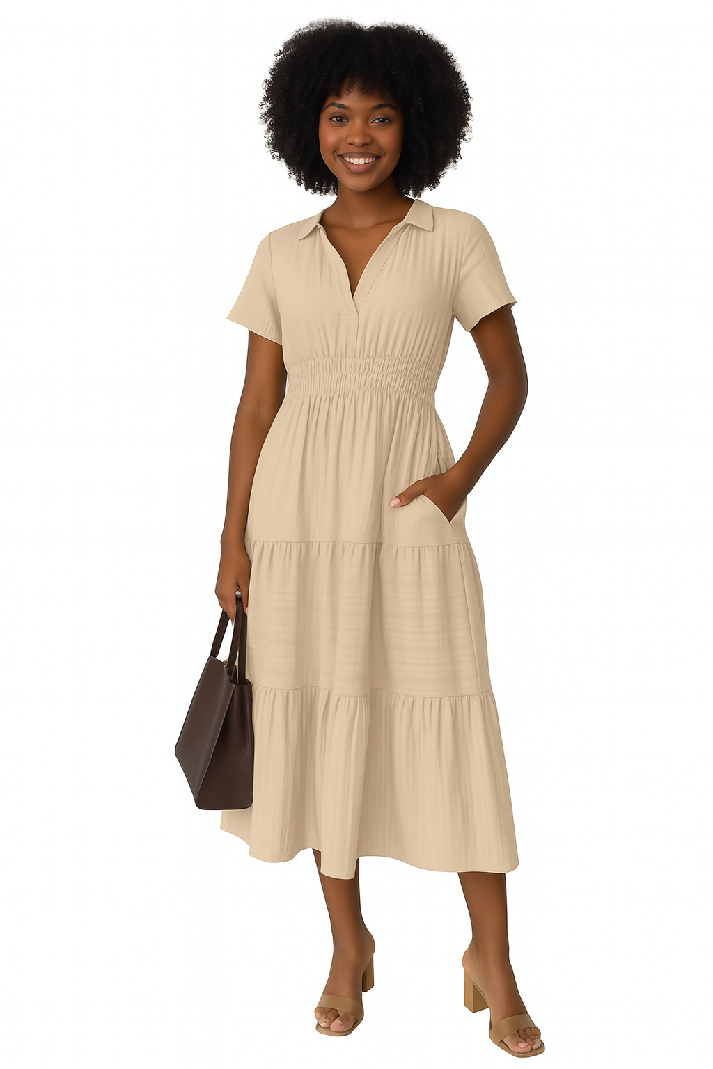 Hanna - Elegante  boho dames jurk – Polyester / Spandex – Lente / Zomer