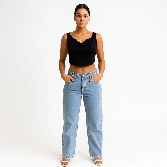 Élodie - Dames - Jeans broek - Kantoen - Alle seizoenen