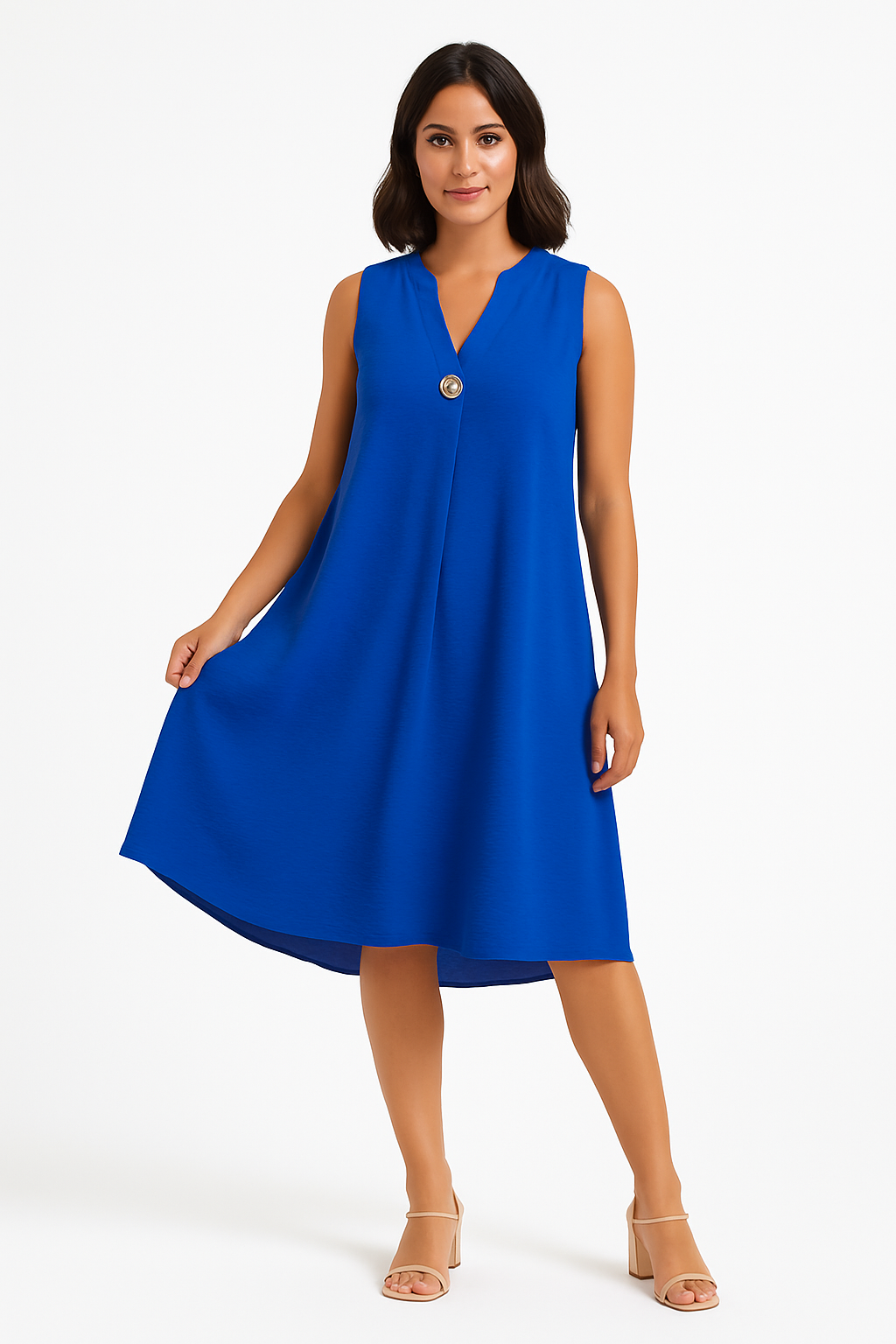 Isadora – Mouwloze VR damesjurk – Polymix – Lente / Zomer