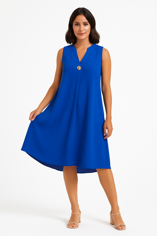 Isadora – Mouwloze VR damesjurk – Polymix – Lente / Zomer