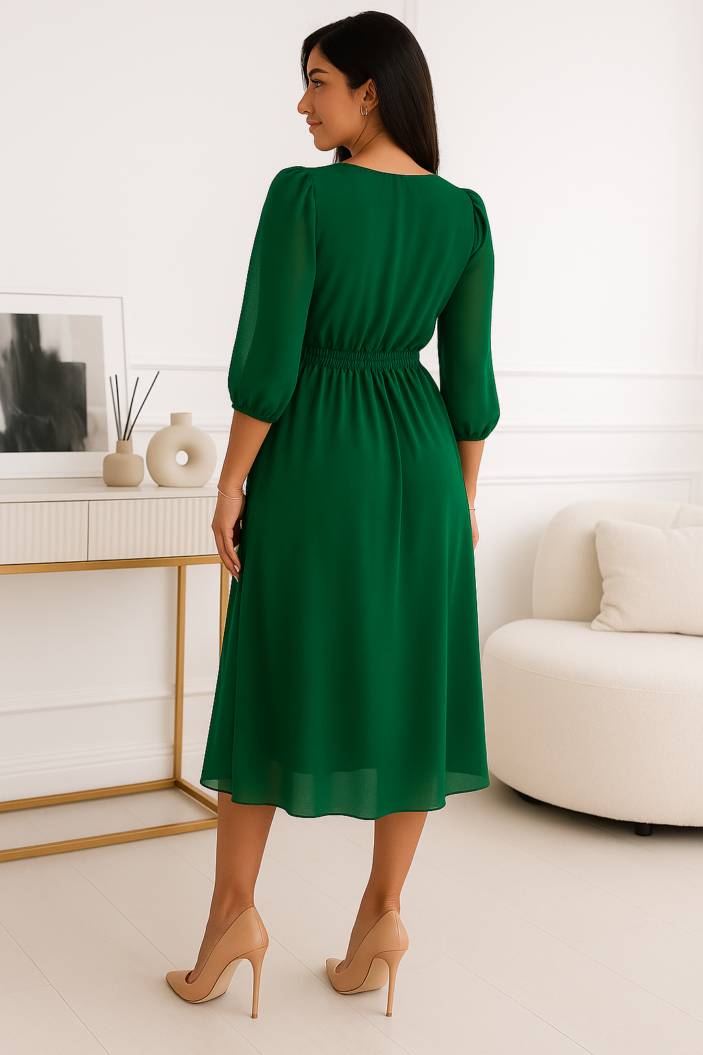 Angel – V-hals chiffon jurk – Polymix – Lente / Zomer