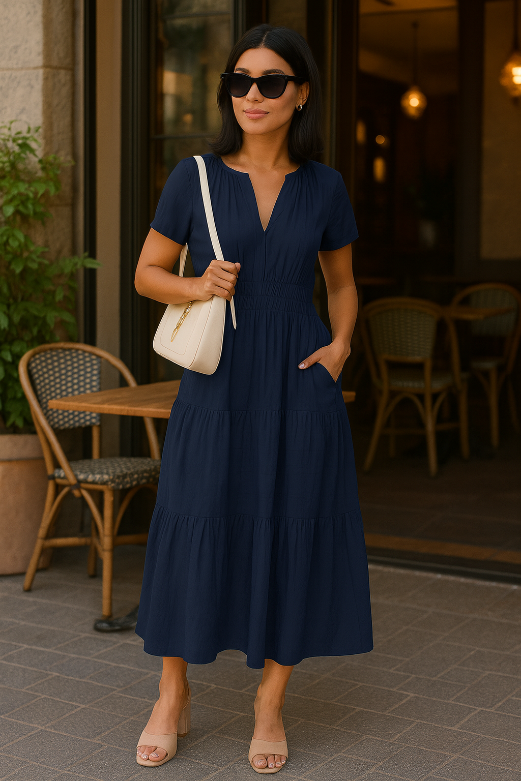 Hanna - Elegante  boho dames jurk – Polyester / Spandex – Lente / Zomer