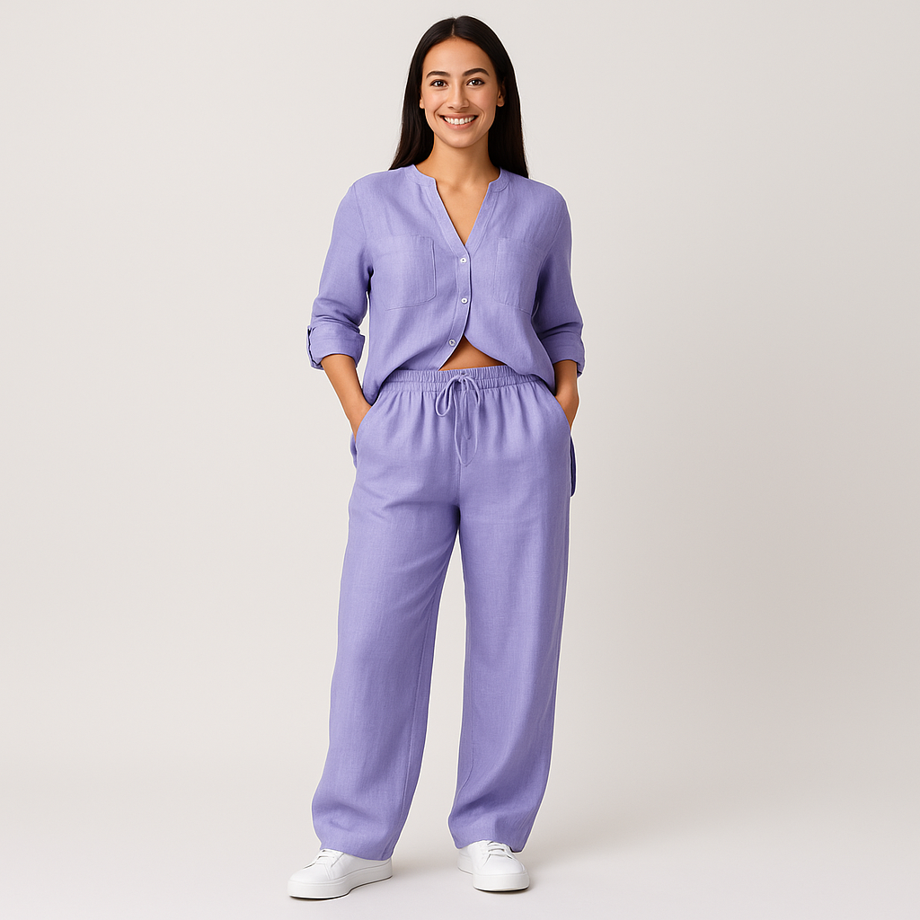 Patricia – Dames set van katoen/linnen – Lente / Zomer