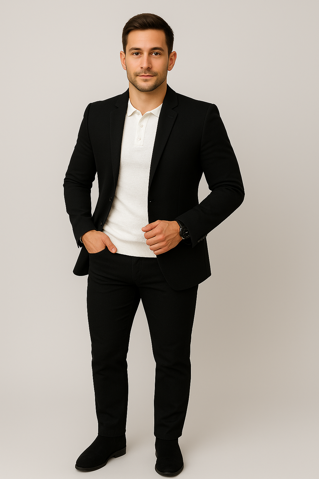 Alejandro – Halflange blazer voor heren – Polyester – Multi-seizoen