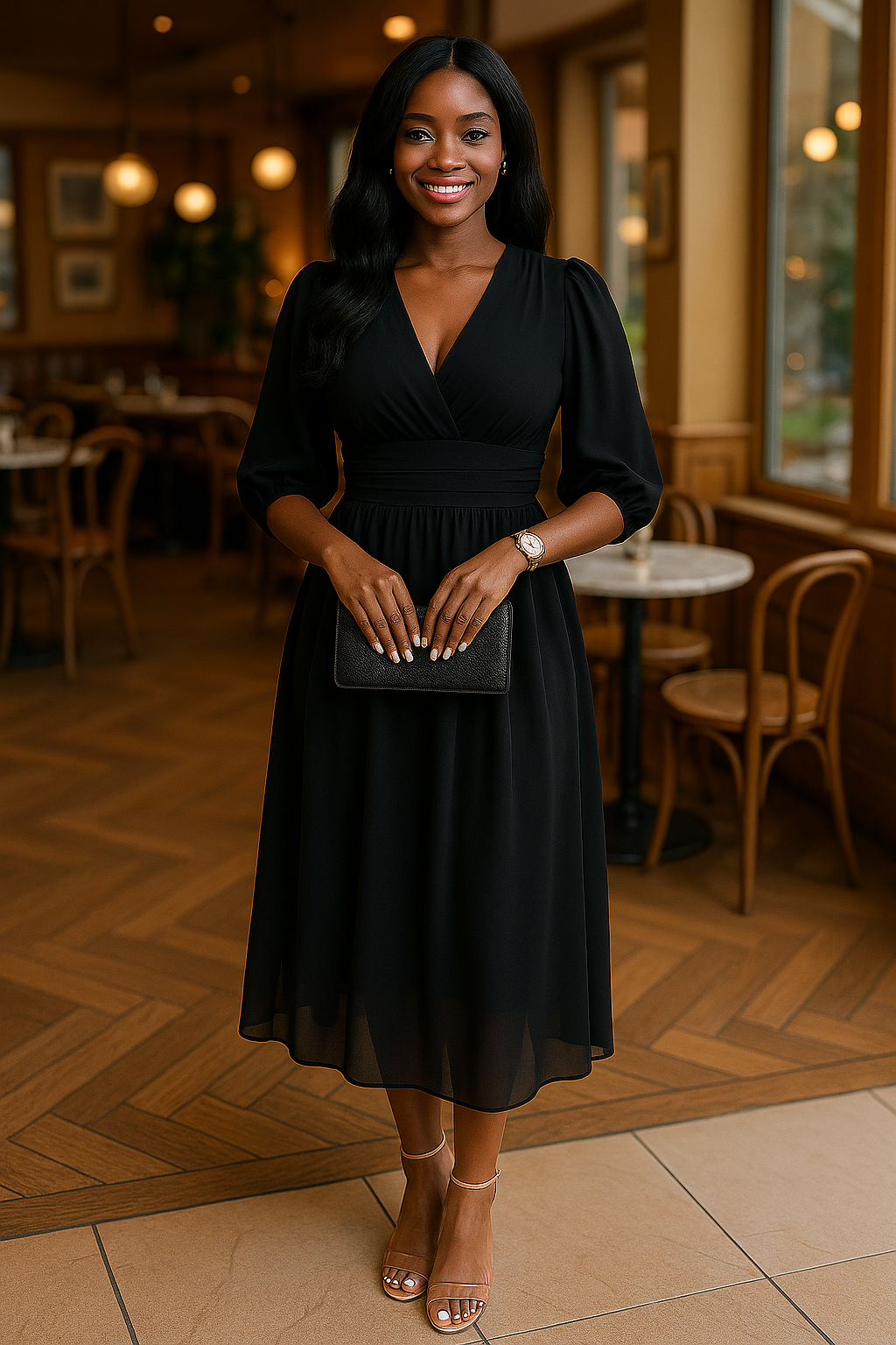 Angel – V-hals chiffon jurk – Polymix – Lente / Zomer