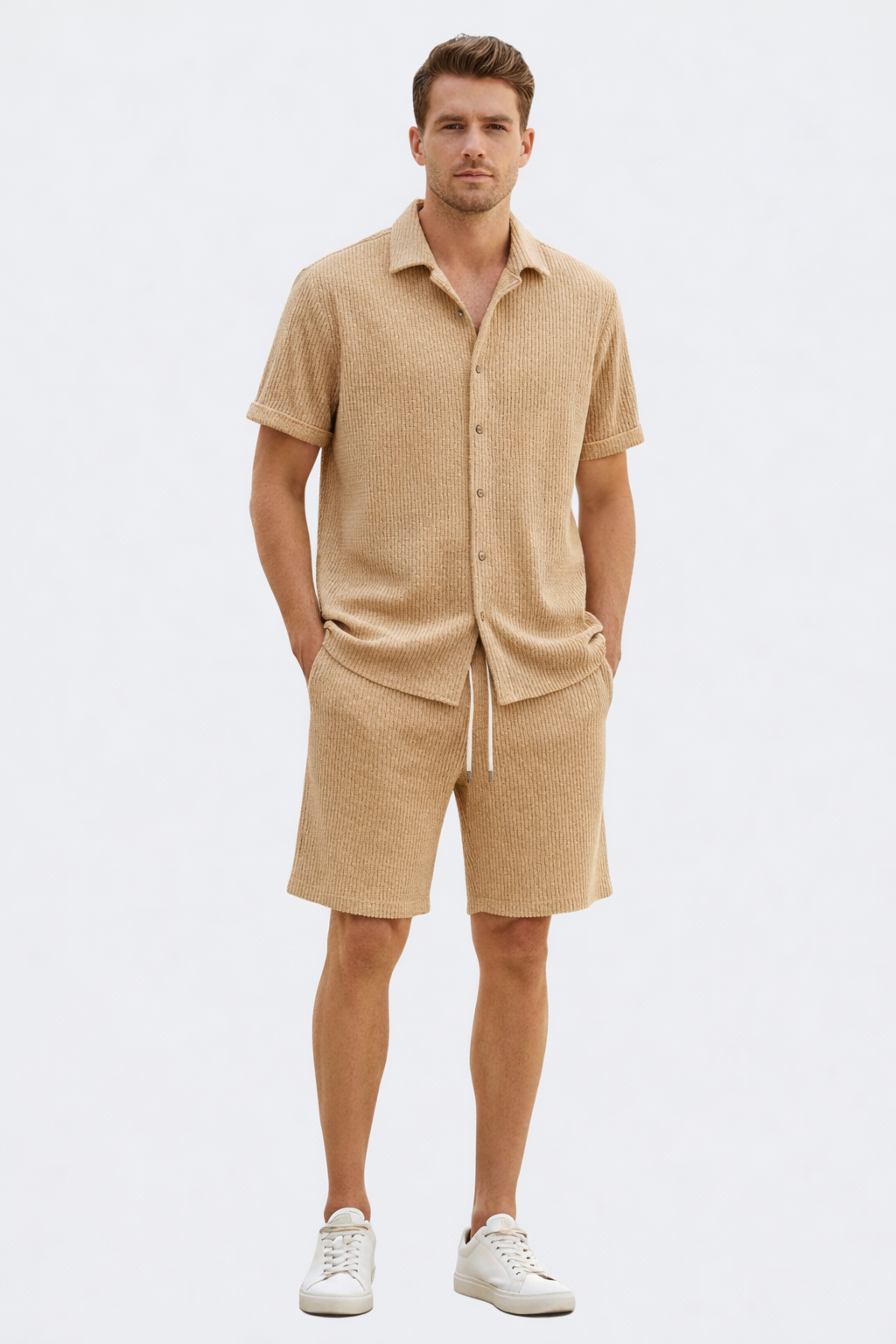 Andries – Set voor heren met relaxed ribpatroon – Katoen / Polymix – Lente / Zomer