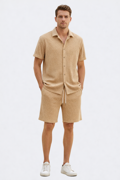 Andries – Set voor heren met relaxed ribpatroon – Katoen / Polymix – Lente / Zomer
