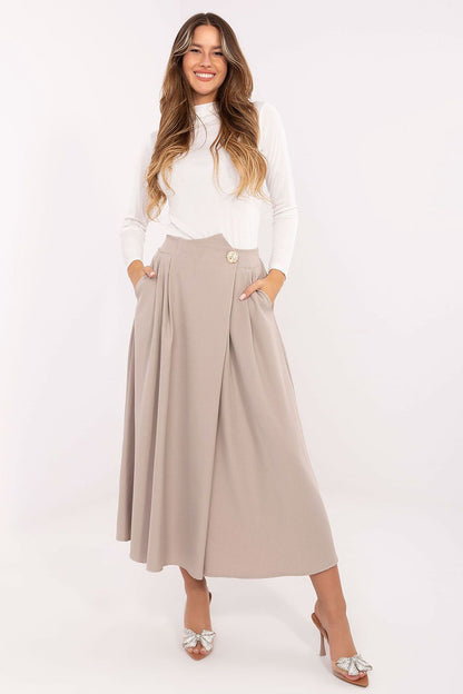 Gerdine - Dames midi-rok met geplooide voorkant – Polymix – Lente / Zomer