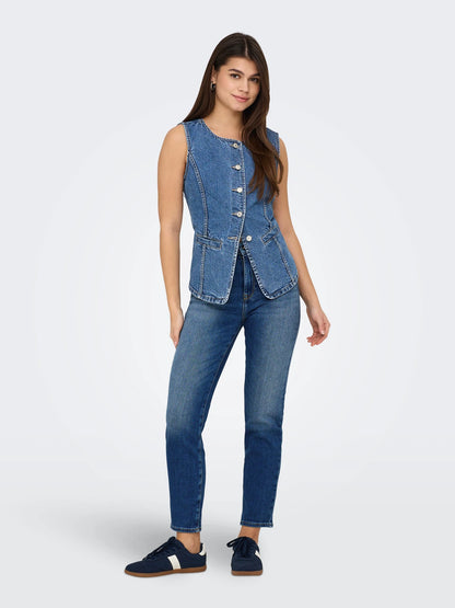 Livia – Dames rechte pasvorm jeans – Hoge taille – Katoen – Lente / Zomer