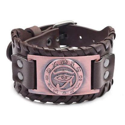 Angelo – Herenarmband met Eye of Horus – PU Leer & RVS – Alle Seizoenen