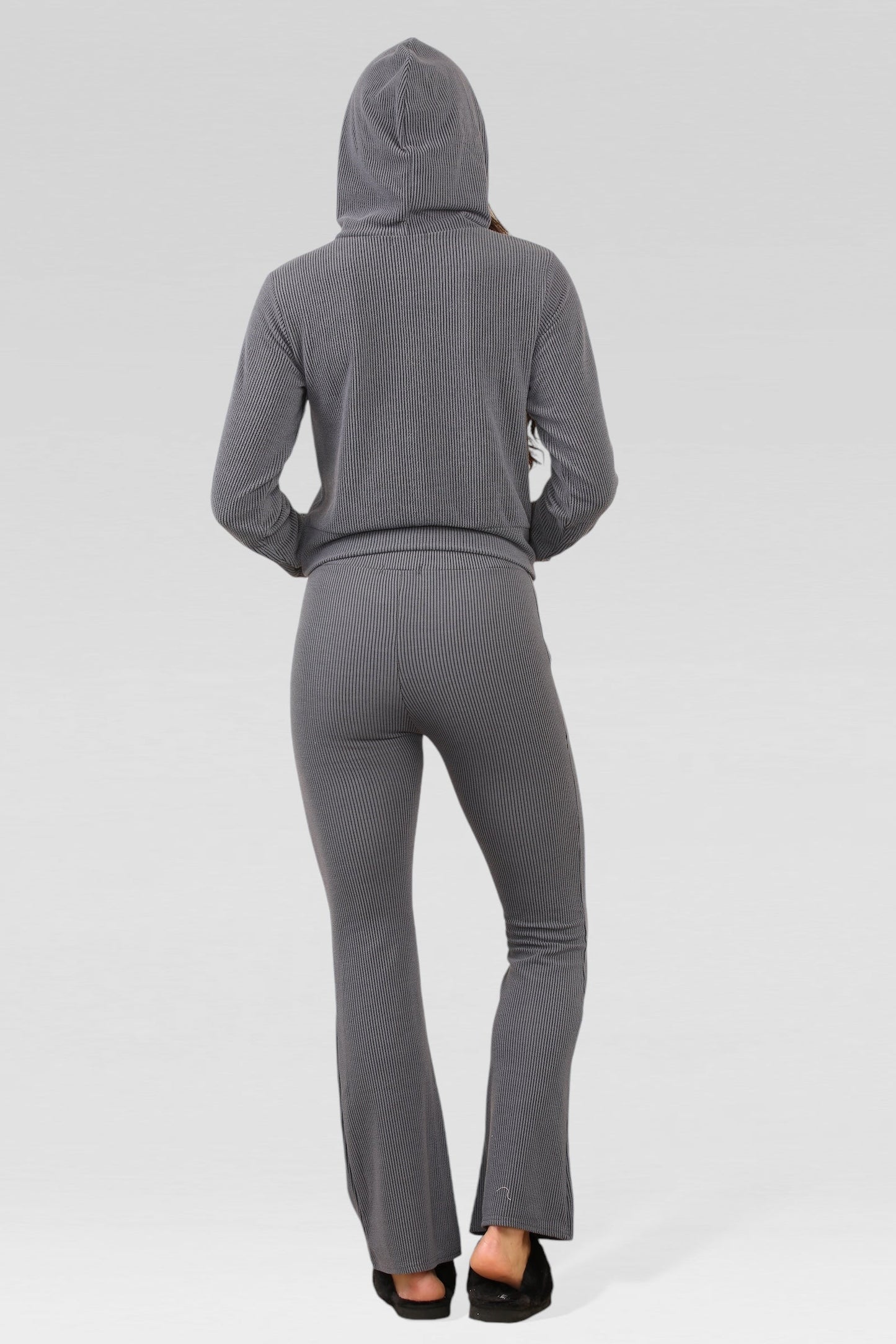 Hailay - Dames geribbelde loungewear set met hoodie - Polyester - Alle Seizoenen