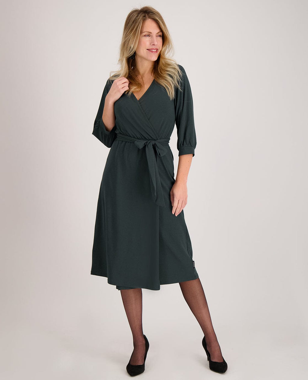 Hailey - Dames jurken met Driekwart mouw - Katoenmix - Lente / Zomer