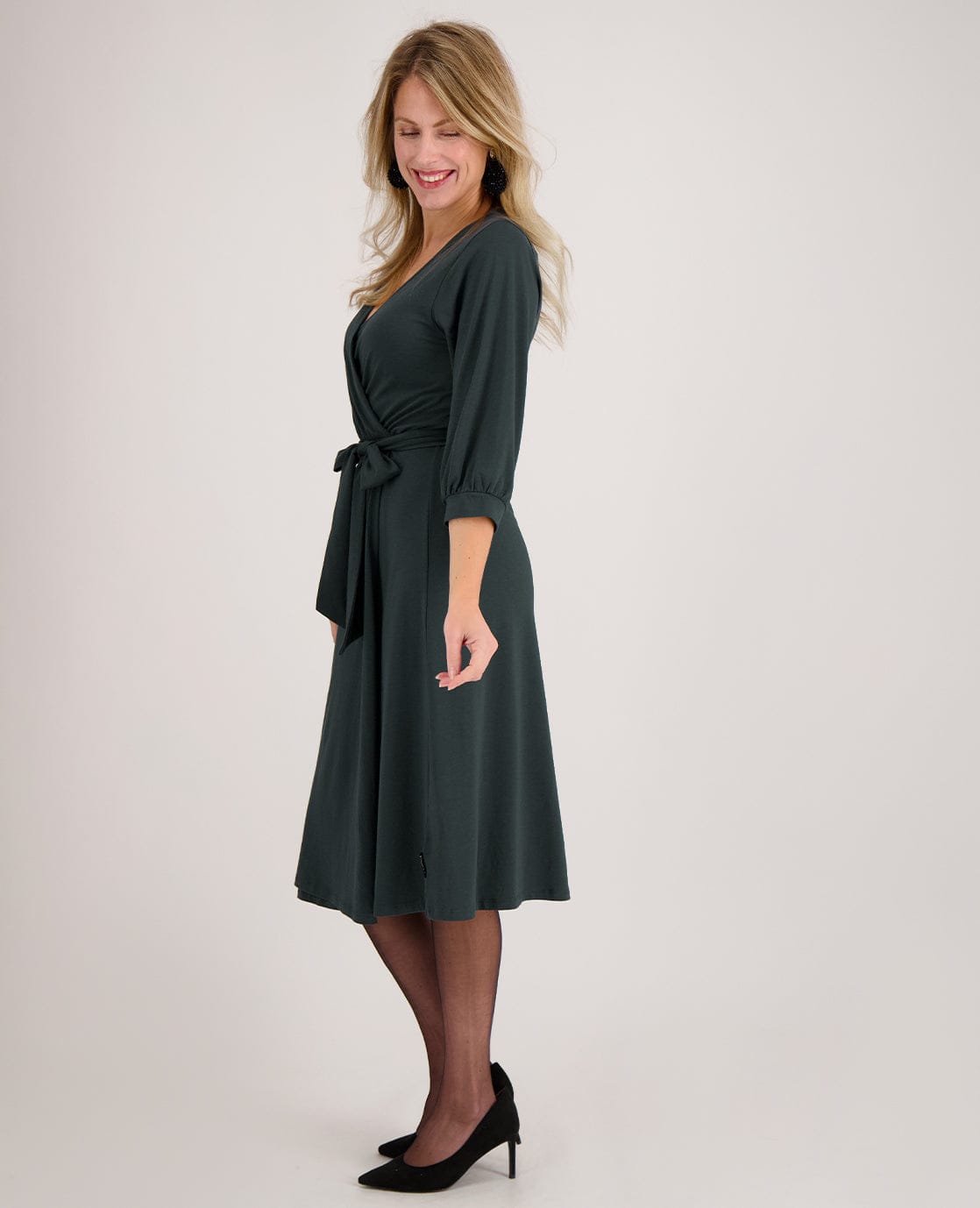 Hailey - Dames jurken met Driekwart mouw - Katoenmix - Lente / Zomer