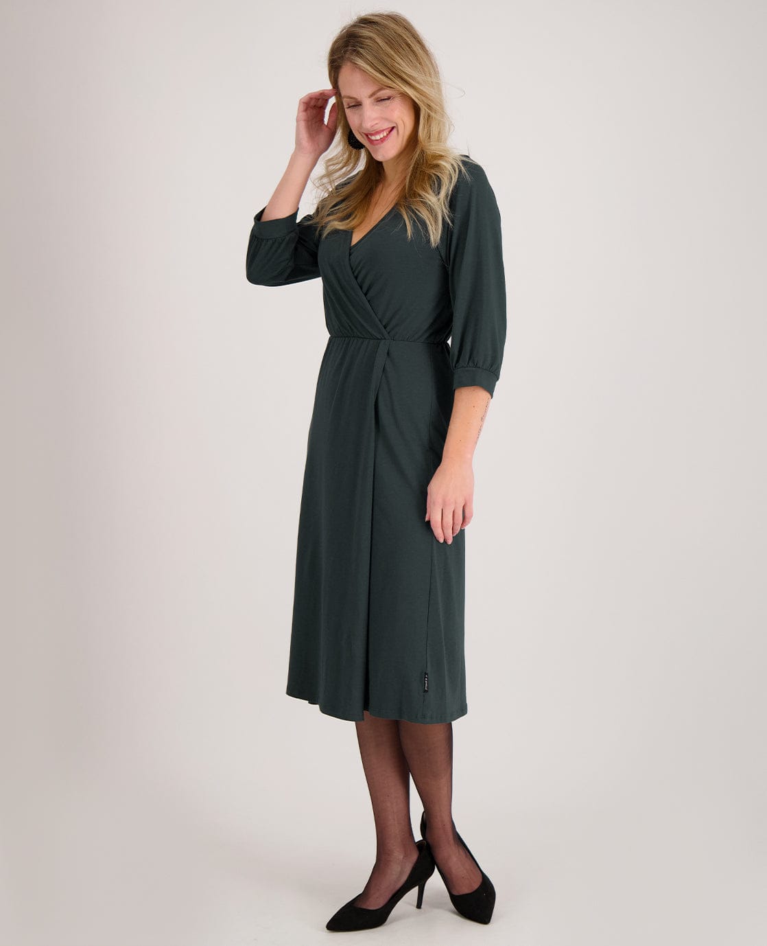 Hailey - Dames jurken met Driekwart mouw - Katoenmix - Lente / Zomer