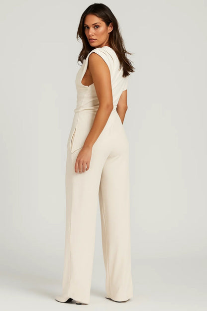 Babel – Asymmetrische jumpsuit voor dames – Drapering – Hoge taille – Polymix – Alle seizoenen